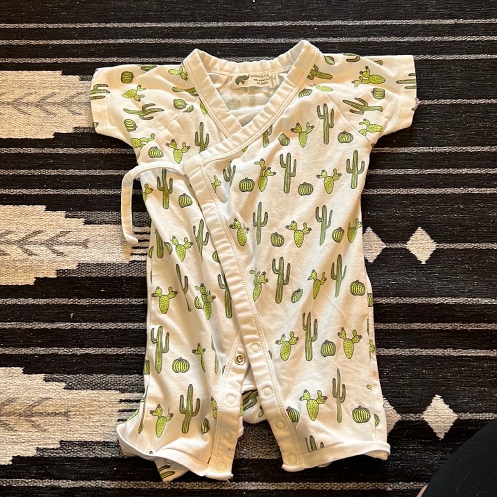 Monica + Andy kimono Romper in Cactus Print 0-3 Months